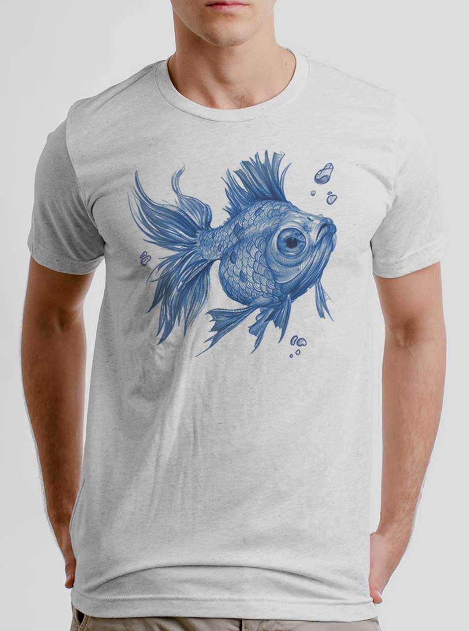 CURBSIDE BLUE FISH
Blue on Heather White Triblend Mens T Shirt