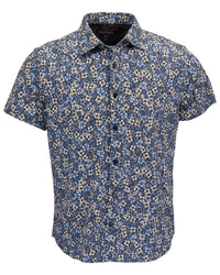 TODD FLORAL FIELD BLACK MENS KNIT SHIRT