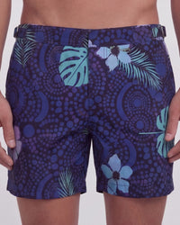 POOL TROPICAL FANTASY NAVY MENS TAILORED SWIM SHORT