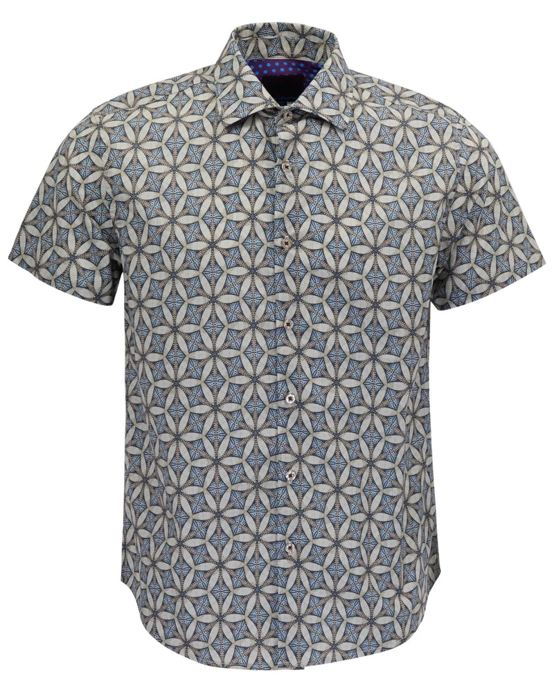 GEORGE TRIBAL NATURAL MENS PRINTED BUTTON UP SHIRTj