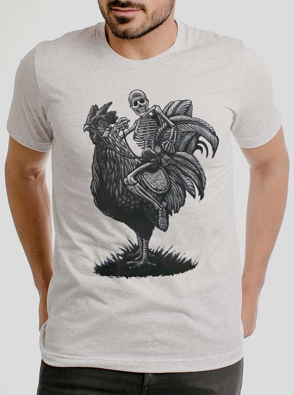CURBSIDE Rooster Ride 
Black on Mens T Shirt