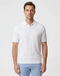 PETERSON WHITE MENS JACQUARD LINEN COTTON POLO