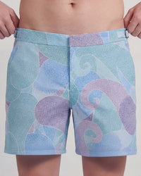 POOL GRAIN PAISLEY TEAL MENS TAILORED SWIM SHORT