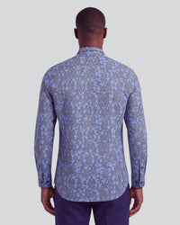 SIMON LECH FLORAL BLACK MEN'S STRETCH JERSEY LONG-SLEEVE SHIRT