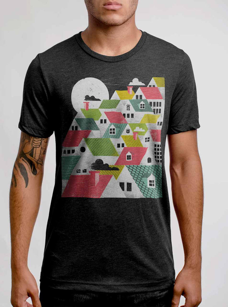 CURBSIDE Rooftops
Multicolor on Heather Black Triblend Mens T Shirt