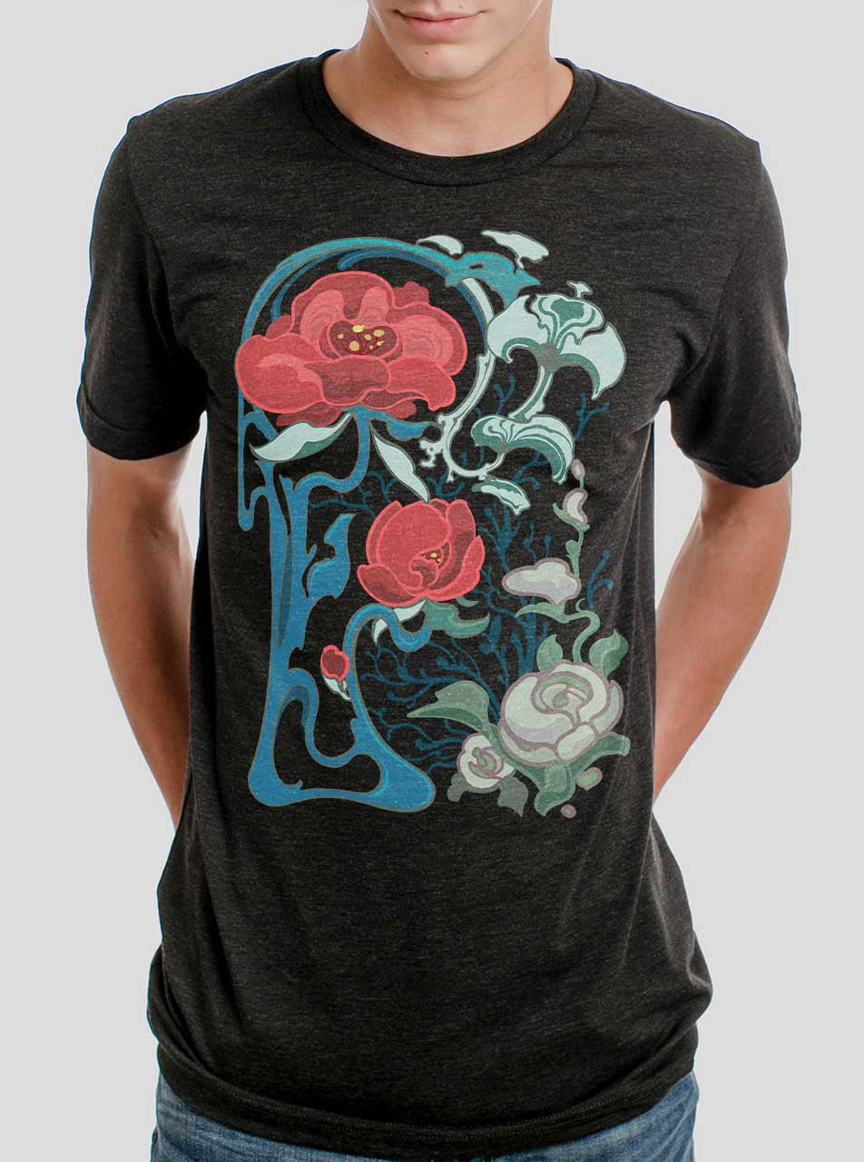 CURBSIDE Nouveau Botanica 
Multicolor on Heather Black Triblend Mens T Shirt